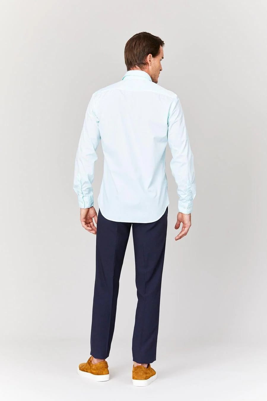 Men's cotton shirt sky blue muslin - imagen 6