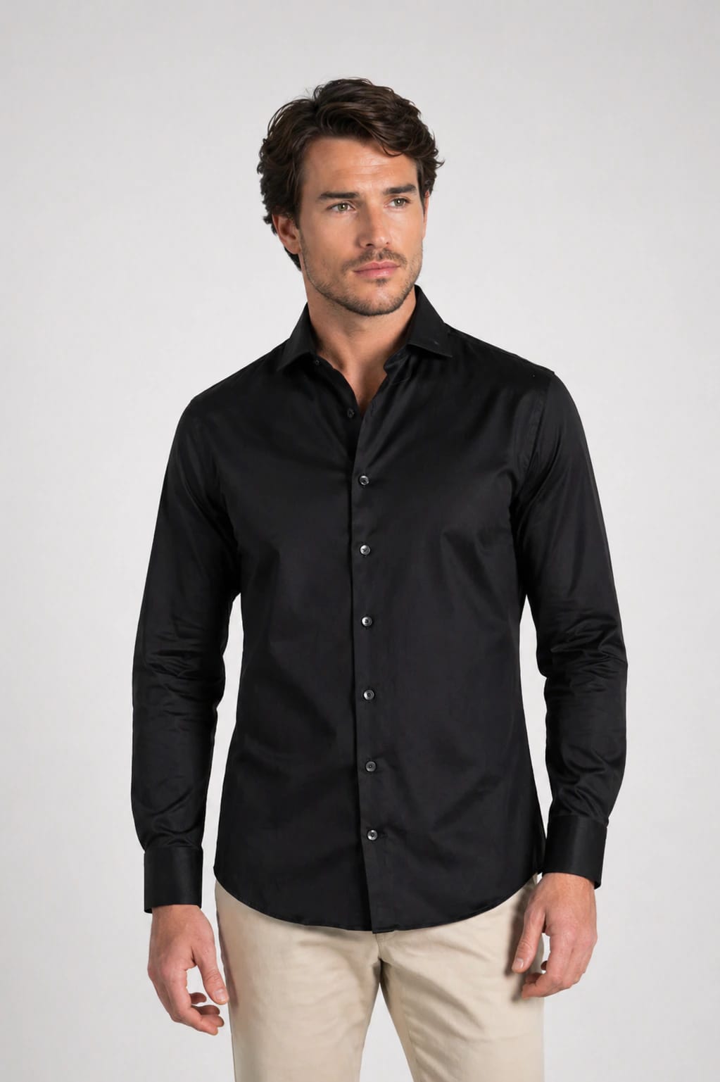 Camisa Slim Algodón Pima Negro - imagen 3