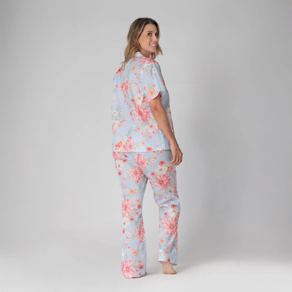 Conjunto de Pijama Pantalón Largo Flores. - imagen 2