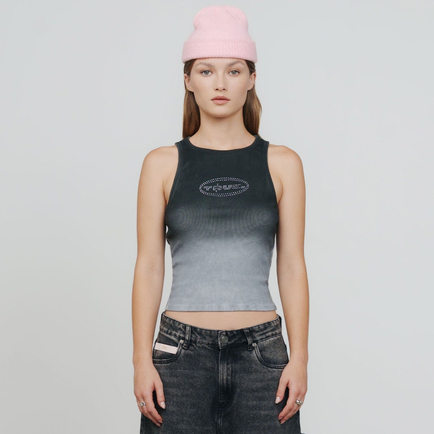 Gradient Rhinestone Tank Top - Black - imagen 2