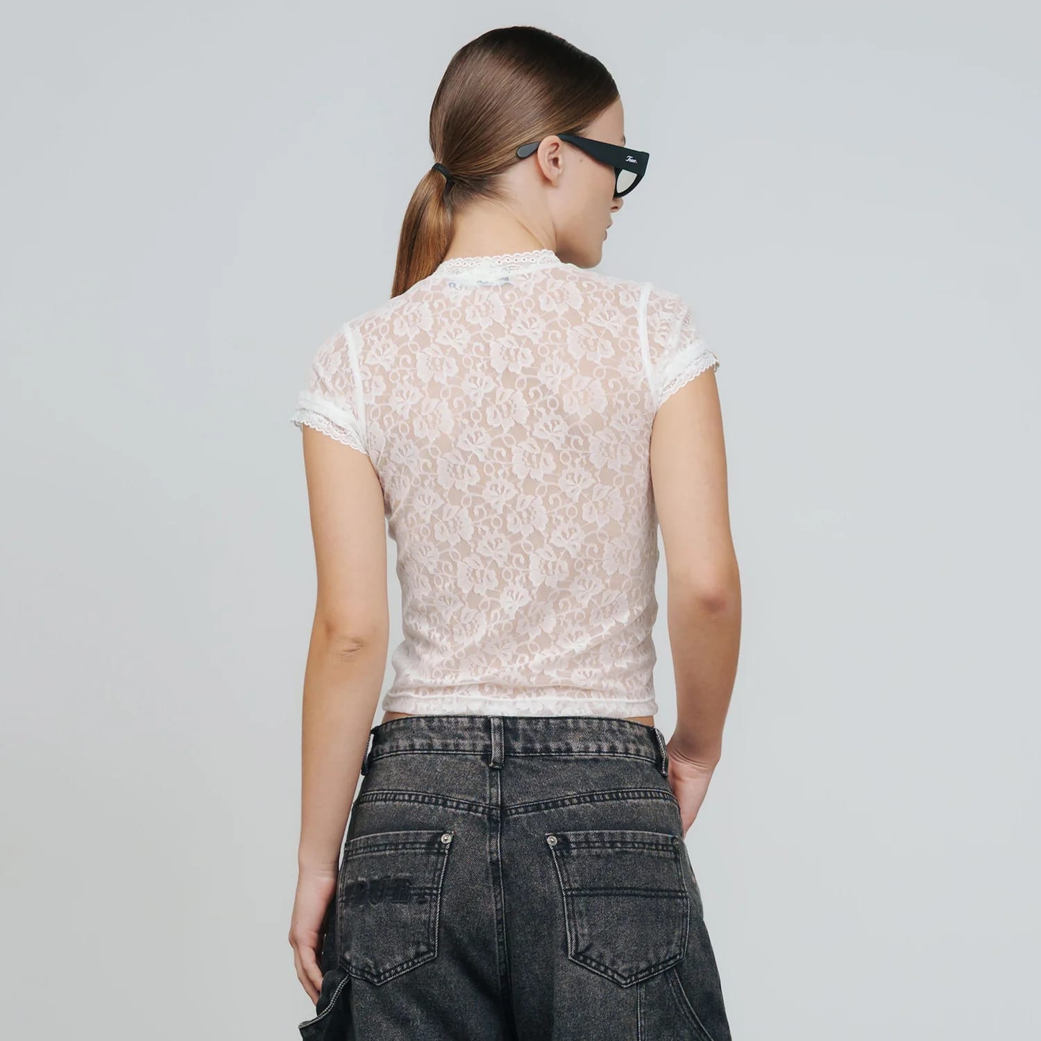 Floral Lace Baby Tee - Cream - imagen 6