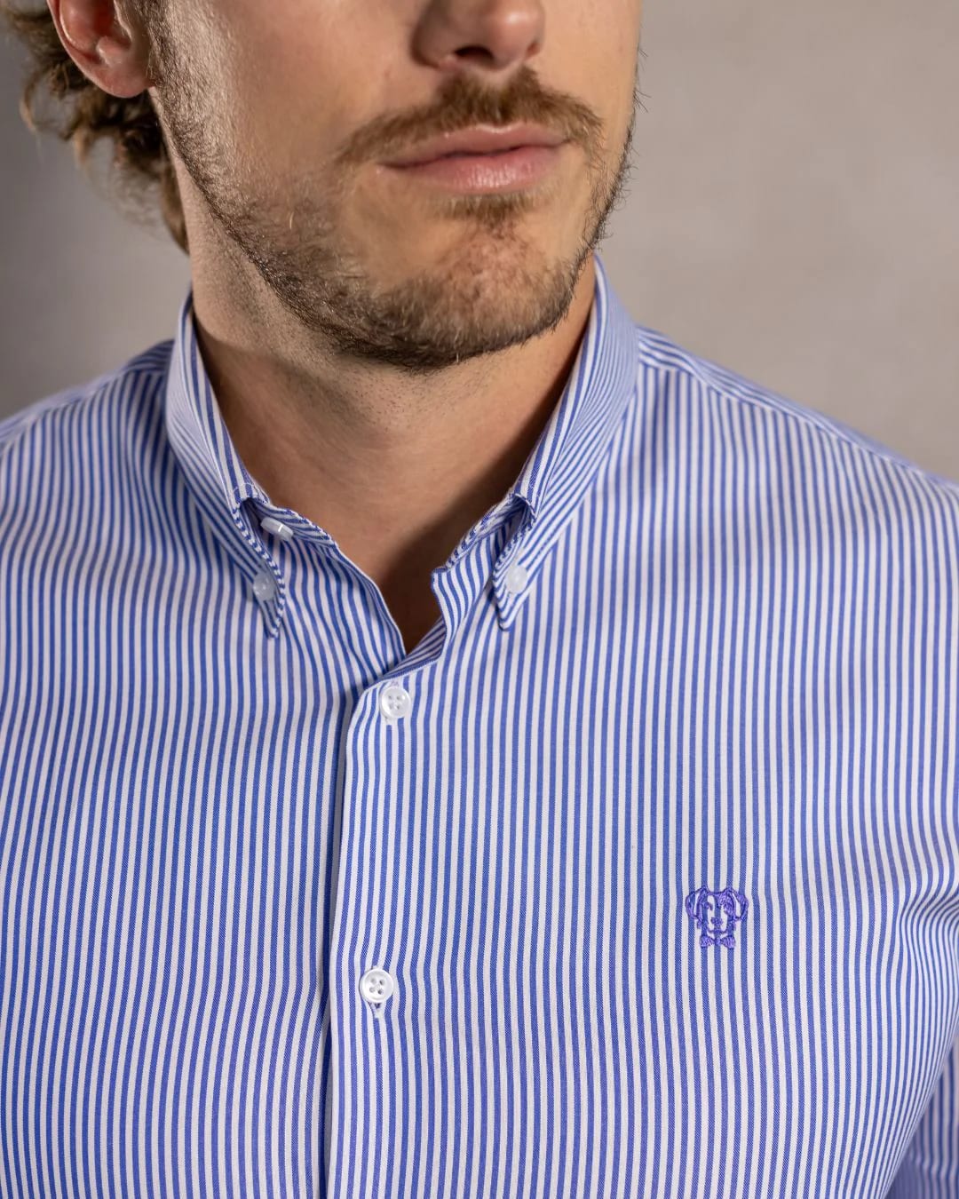 Camisa Antimanchas Oxford Rayas Azul Oscuro Harvard - imagen 3