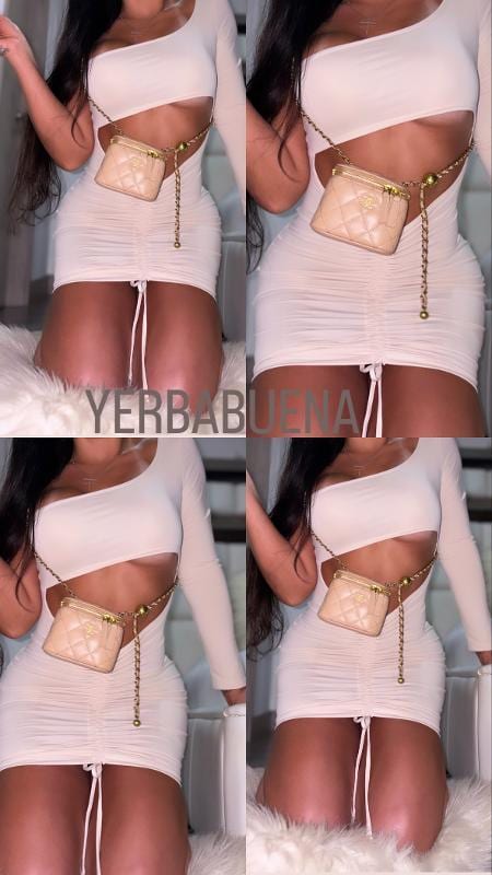 VESTIDO ASIMETRICO NUDE - imagen 3