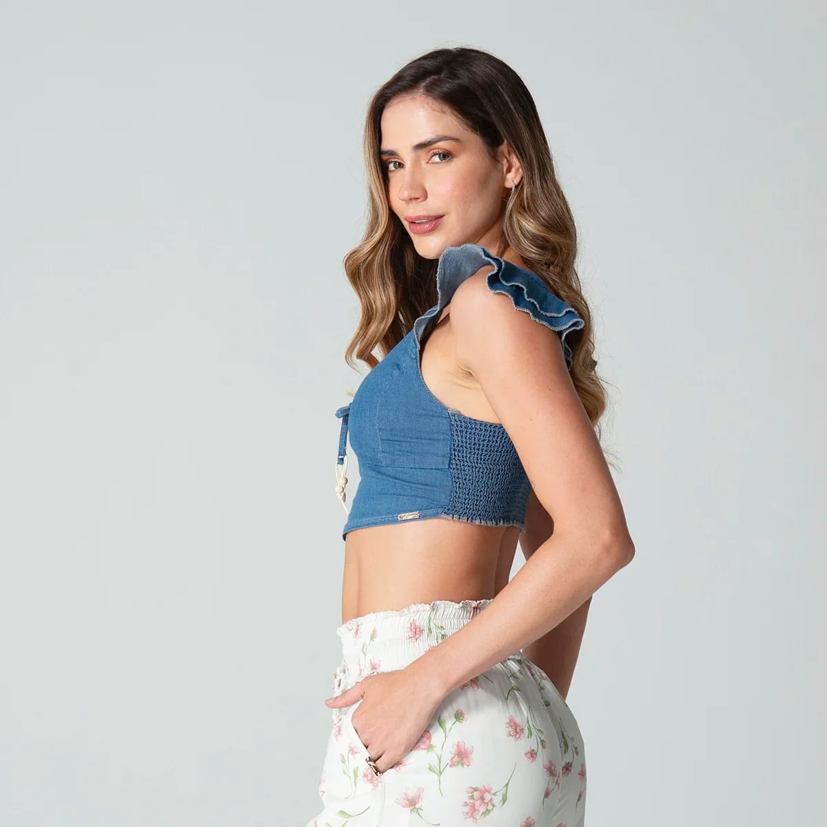 Blusa Crop Top Denim Slim Raimond - imagen 3