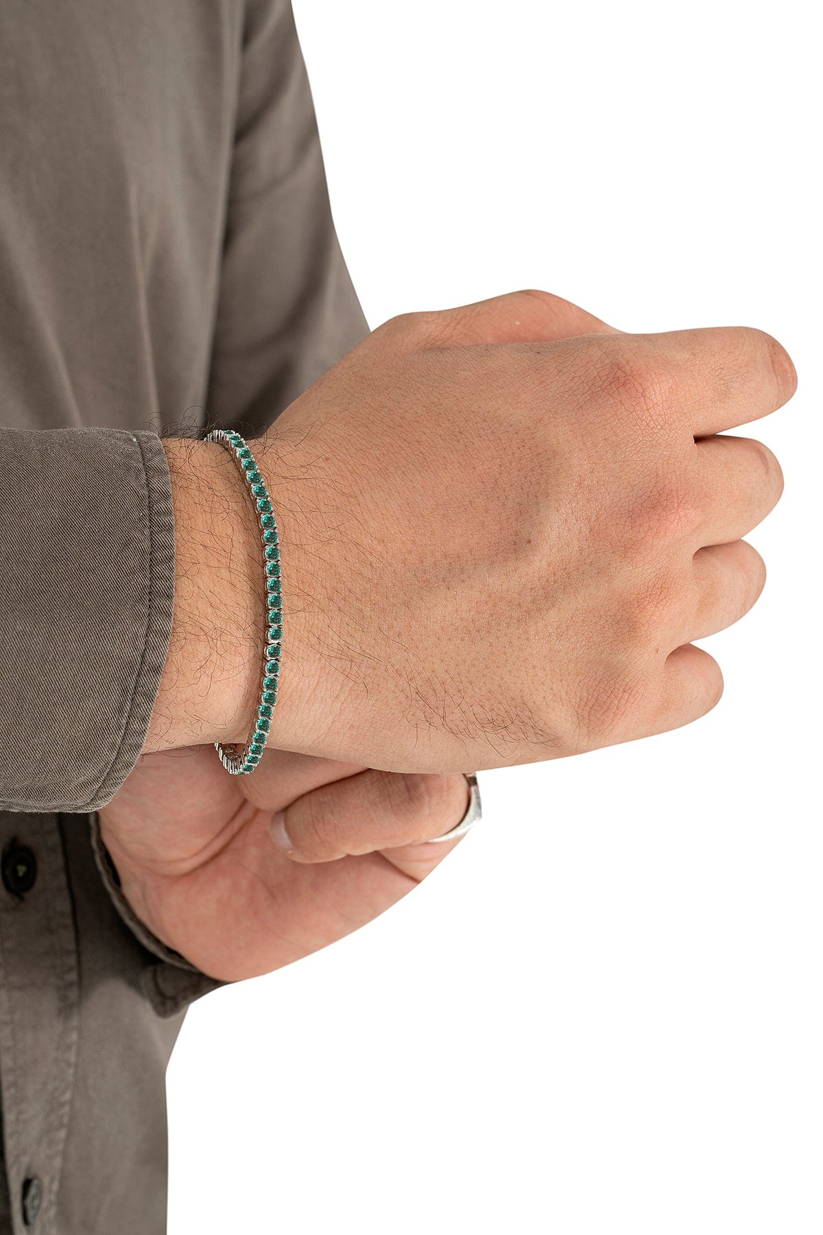 THE TRACE BRACELET | PULSERA EN PLATA LEY 925 Y ESMERALDAS - imagen 2