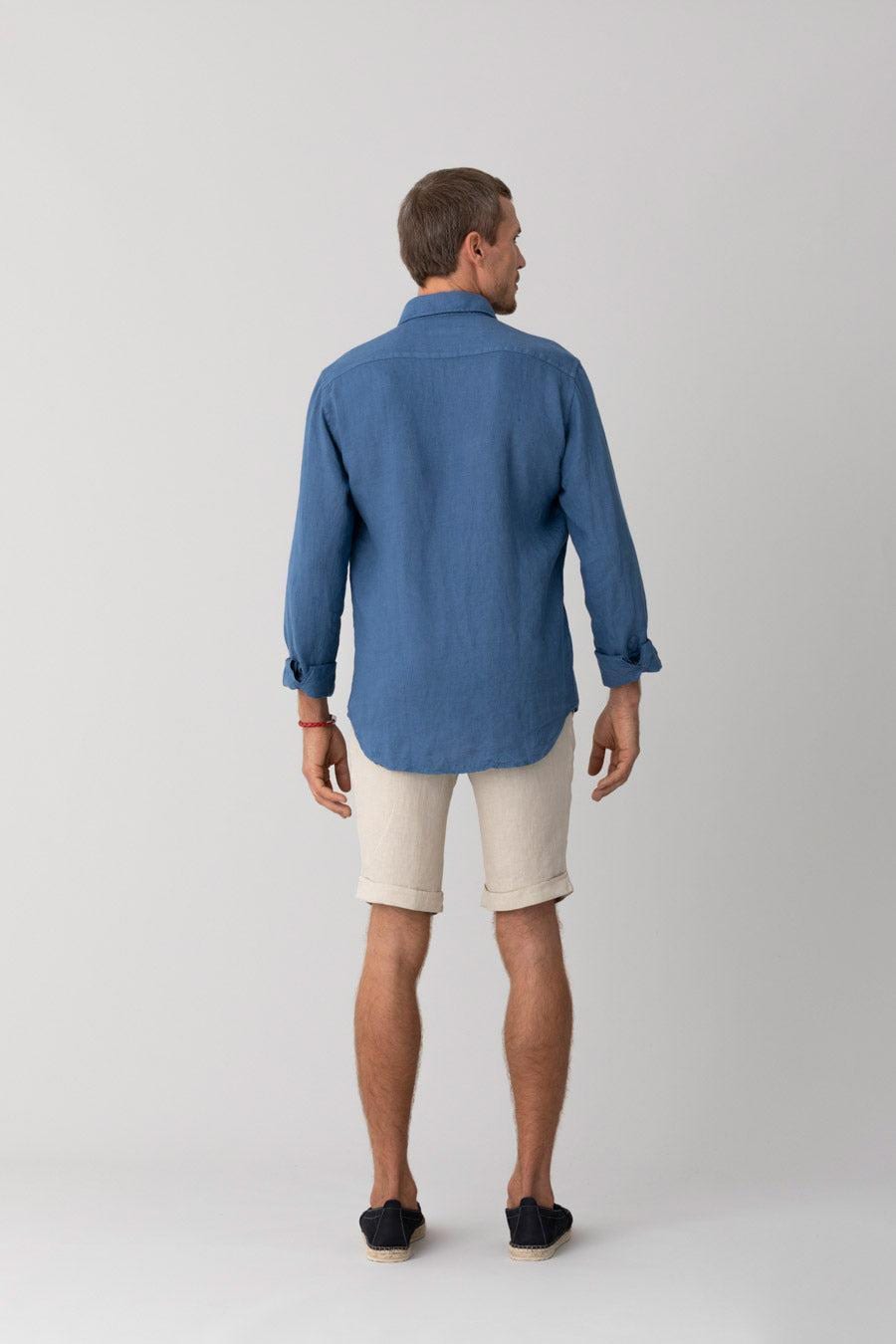 Men's linen shirt jeans basic - imagen 4