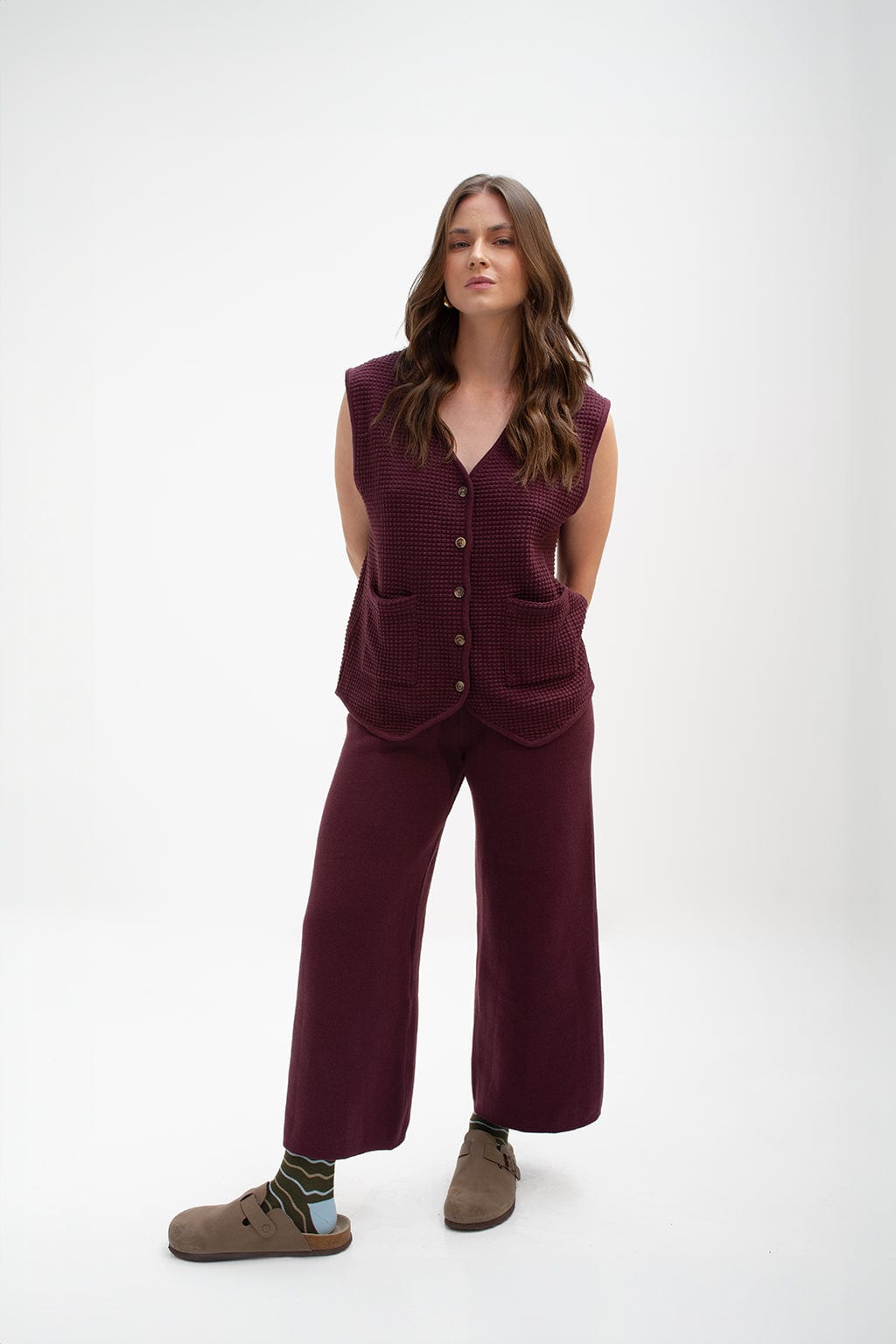 Pantalón Tejido Berenjena - imagen 3