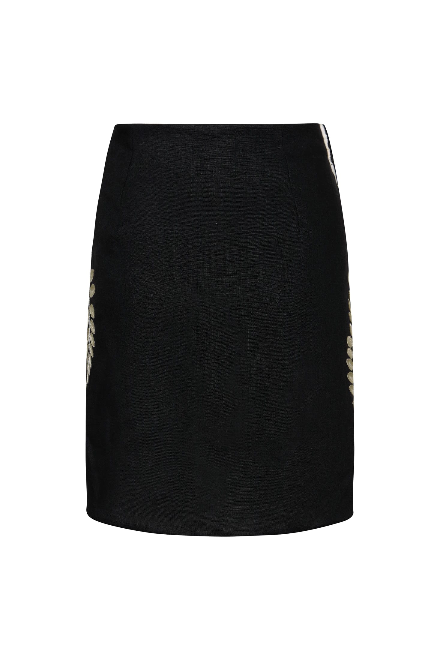 Guainia Embroidered Linen Mini Skirt / Black - imagen 3