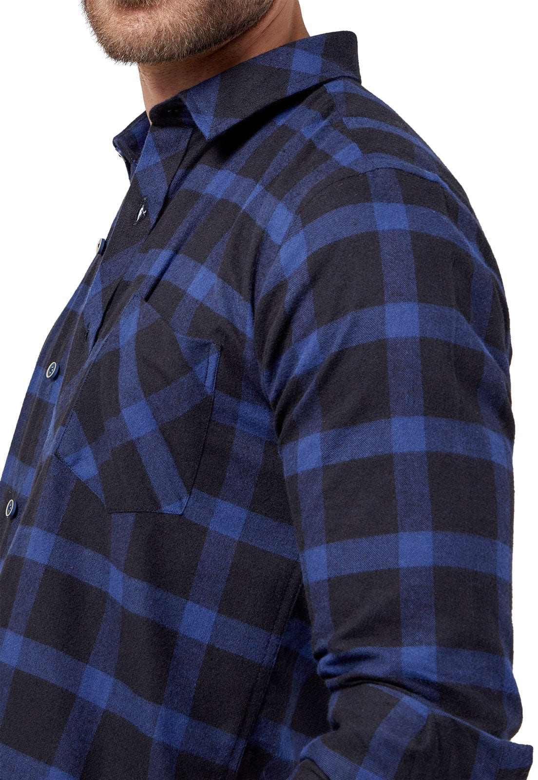 Camisa leñadora cuadros negros y azul con bolsillo - imagen 1