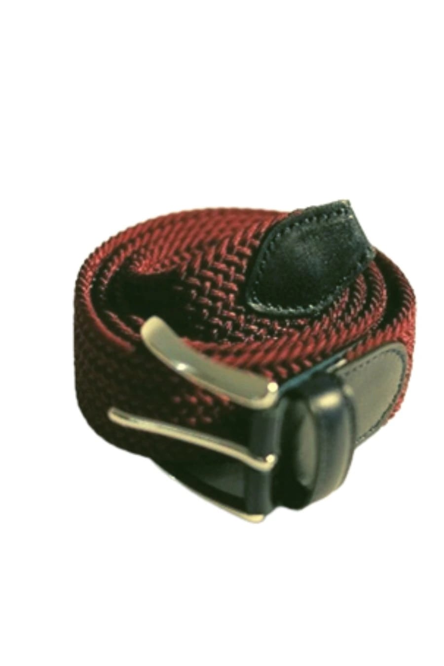 Men's braided elastic burdeos belt - imagen 2