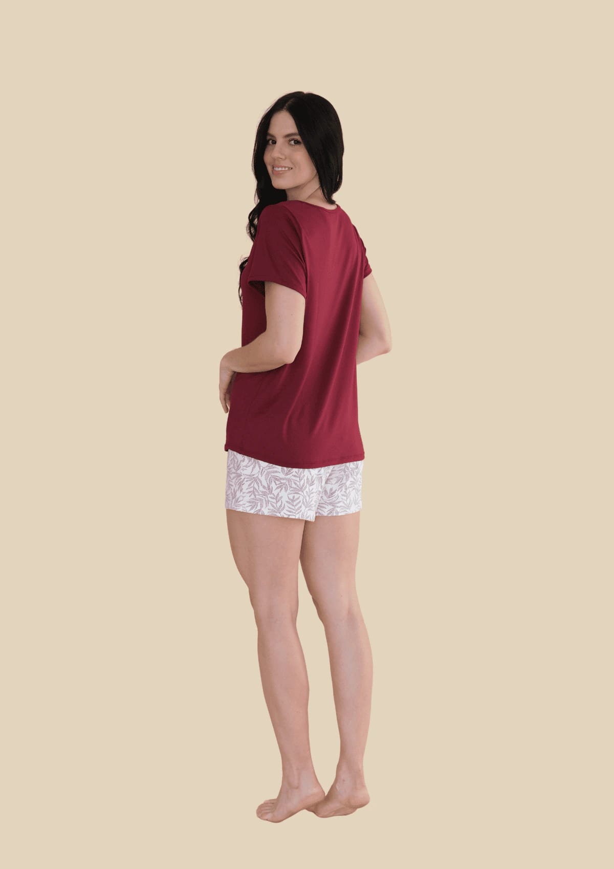 Pijama Short Estampado Vinotinto - imagen 5