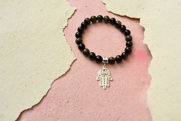 Pulsera Obsidiana dije mano hamsa - imagen 2