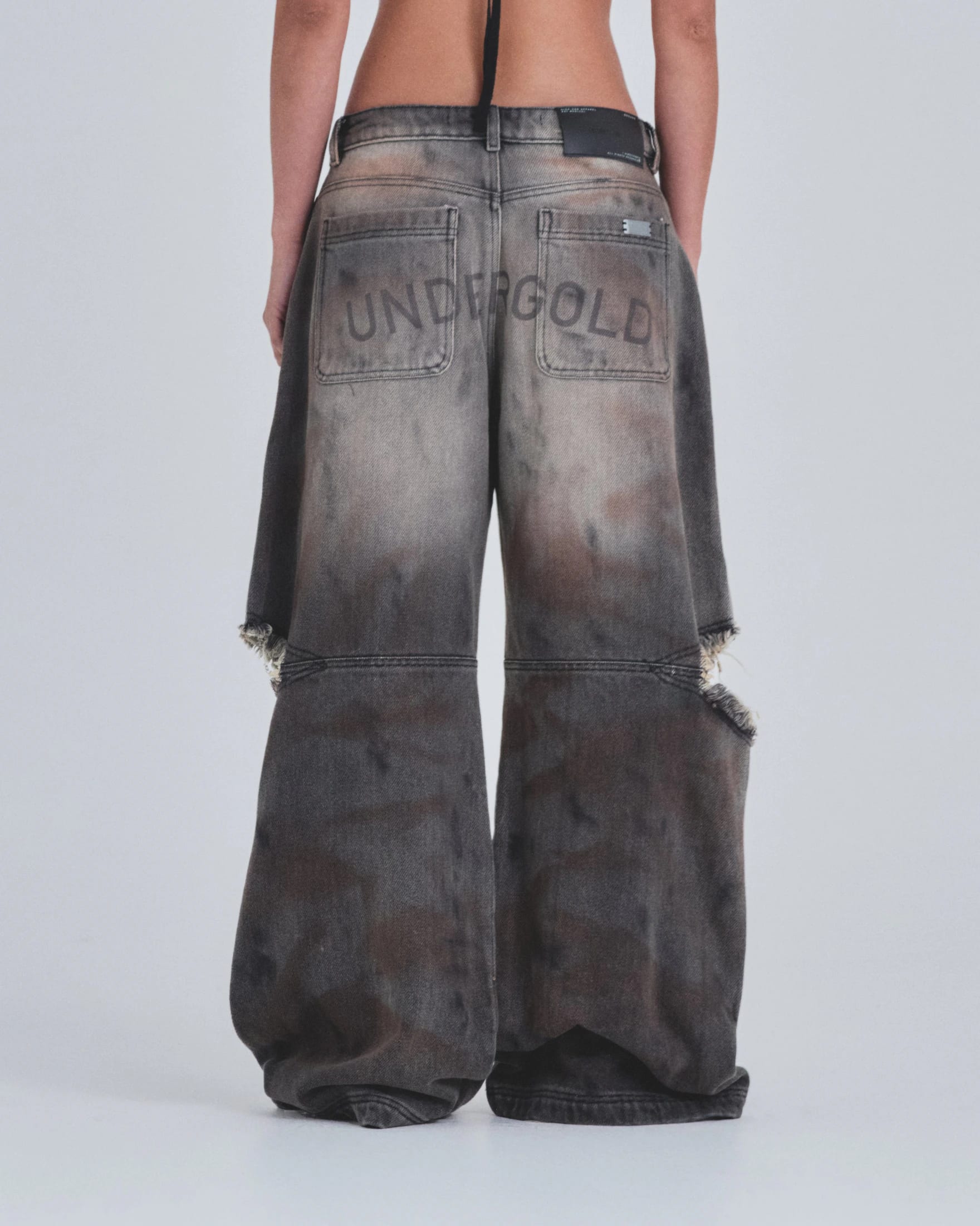 W Holy State UNDGLD Split Knee Wide Jeans Mechanic Gray - imagen 7