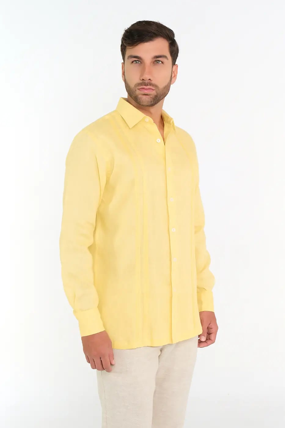 Guayabera Classic Fit 100% Lino Amarillo - imagen 1