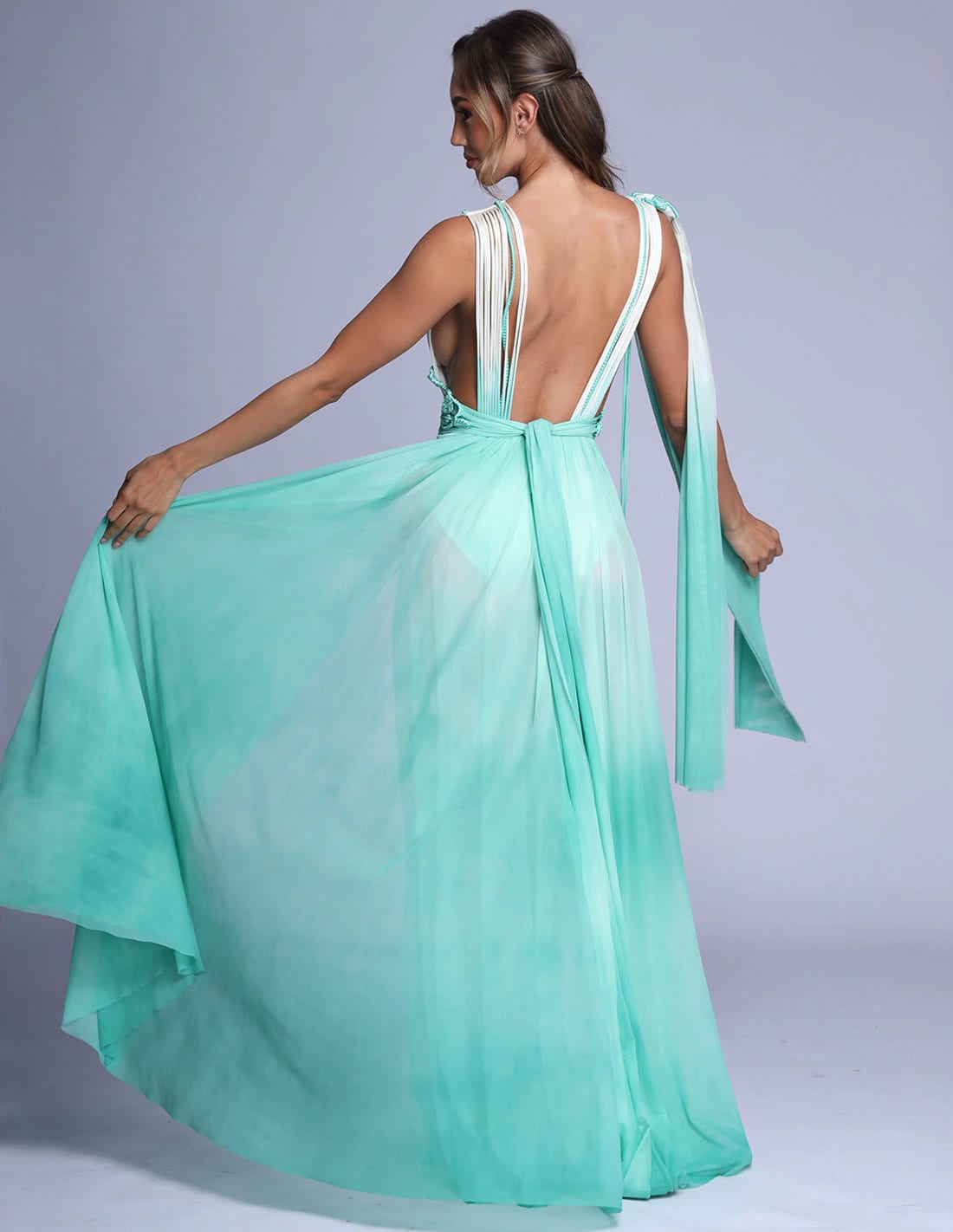 Vestido Copernico Faded Ivory + Aquamarine - imagen 2