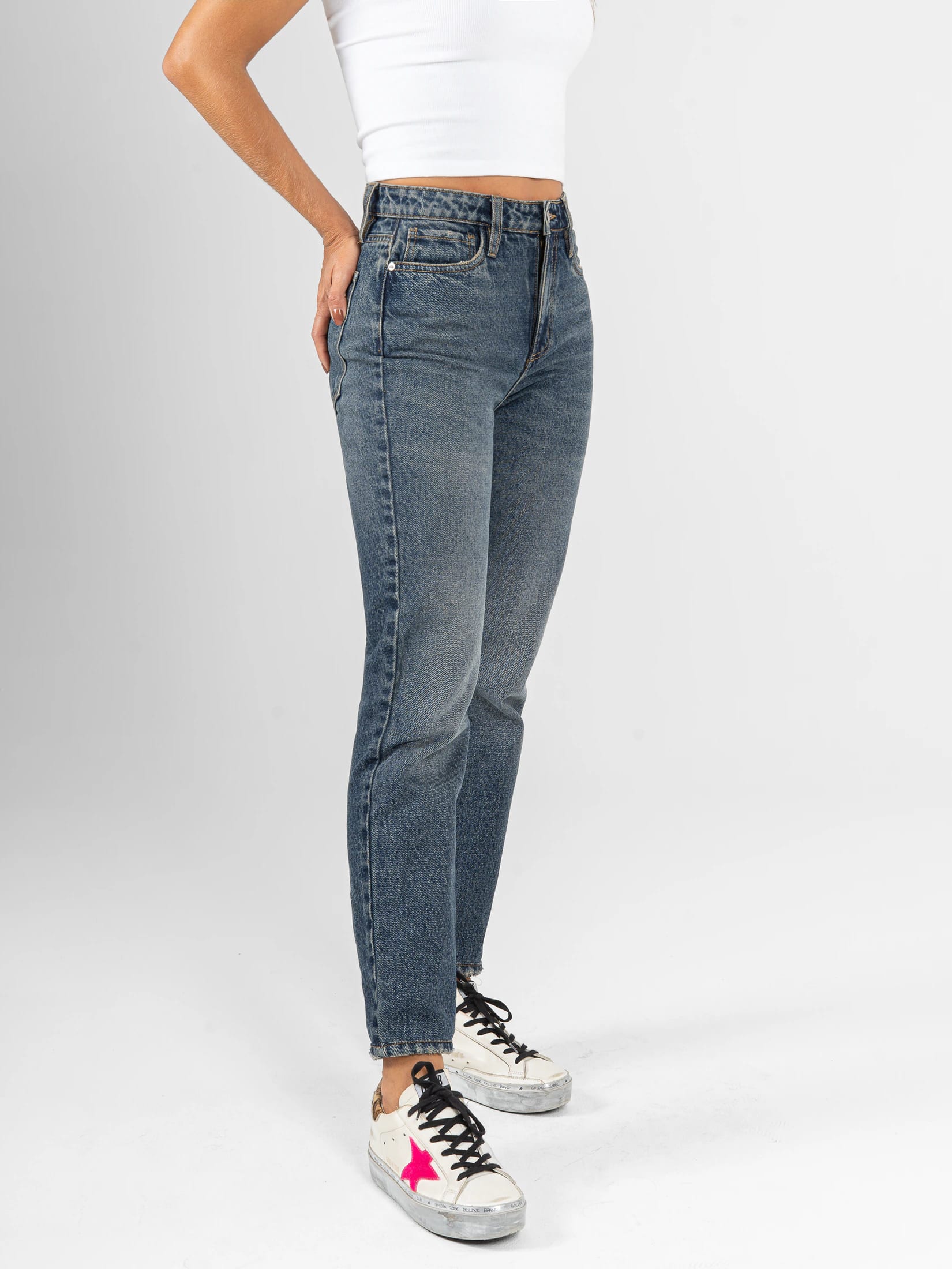 Ref: 066490 Jean Mom fit, rígido, tiro alto, tono azul oscuro. - imagen 3