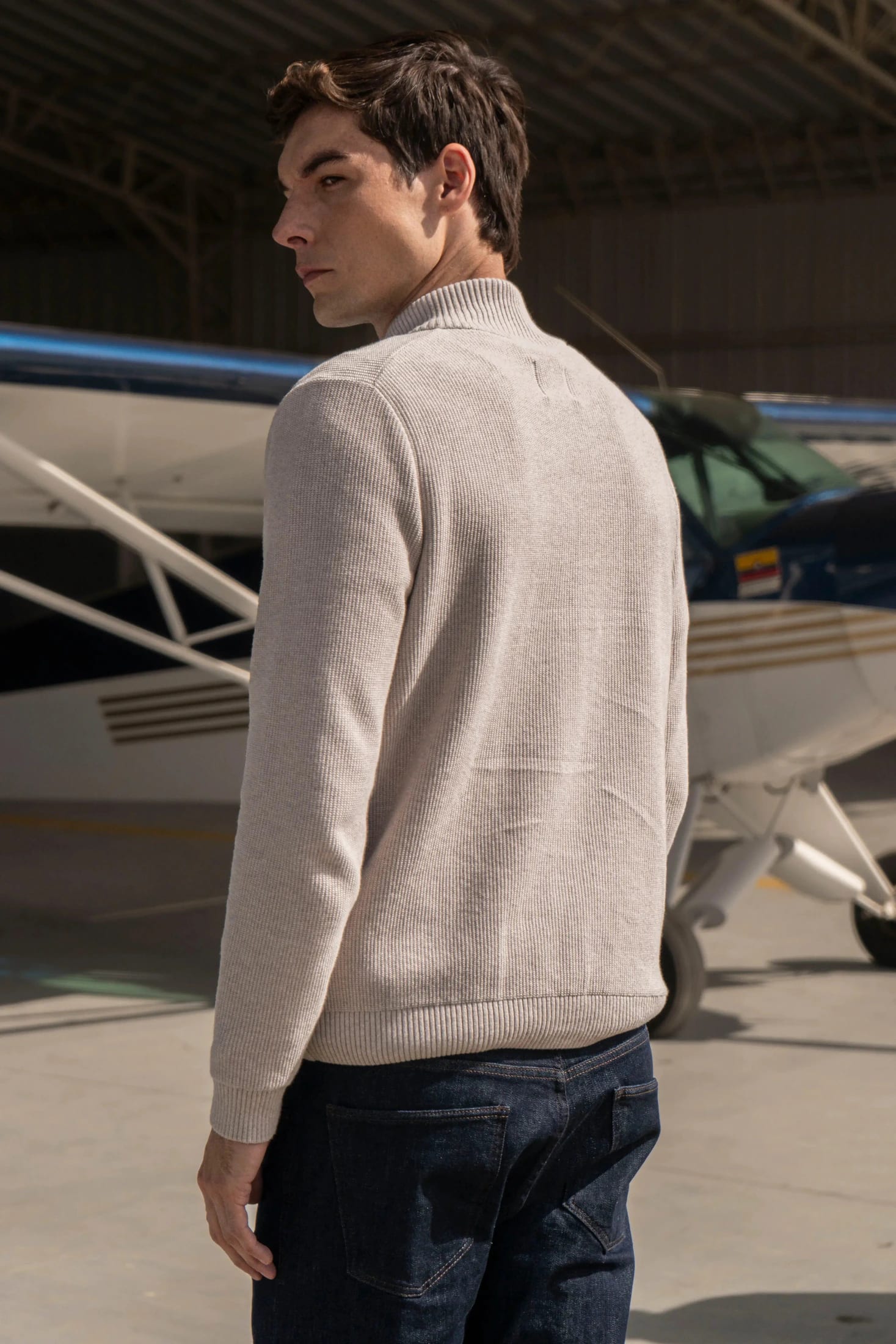 Suéter Halfzip Honey Hombre Arena - imagen 4
