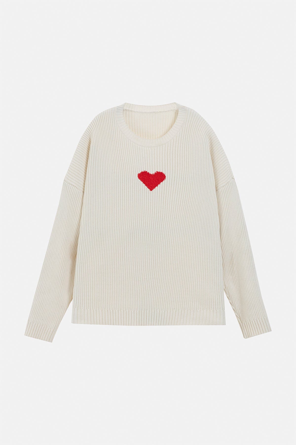 FUZZY HEART SWEATER IVORY - imagen 1