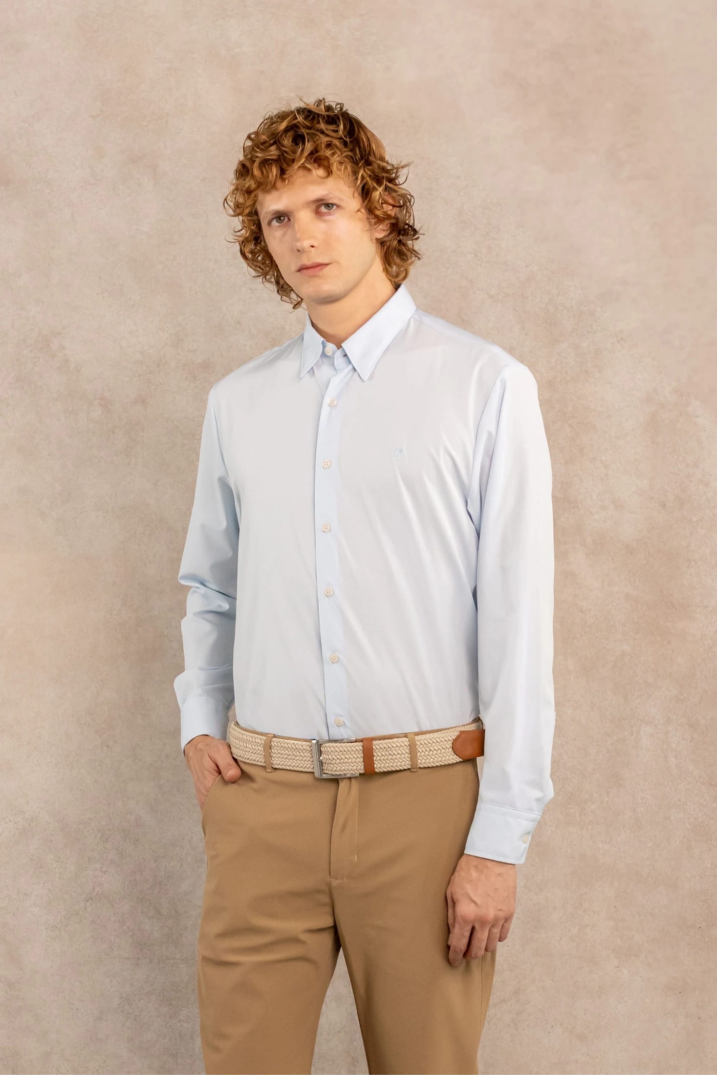 Camisa Performance Antiarrugas Azul Claro - imagen 3