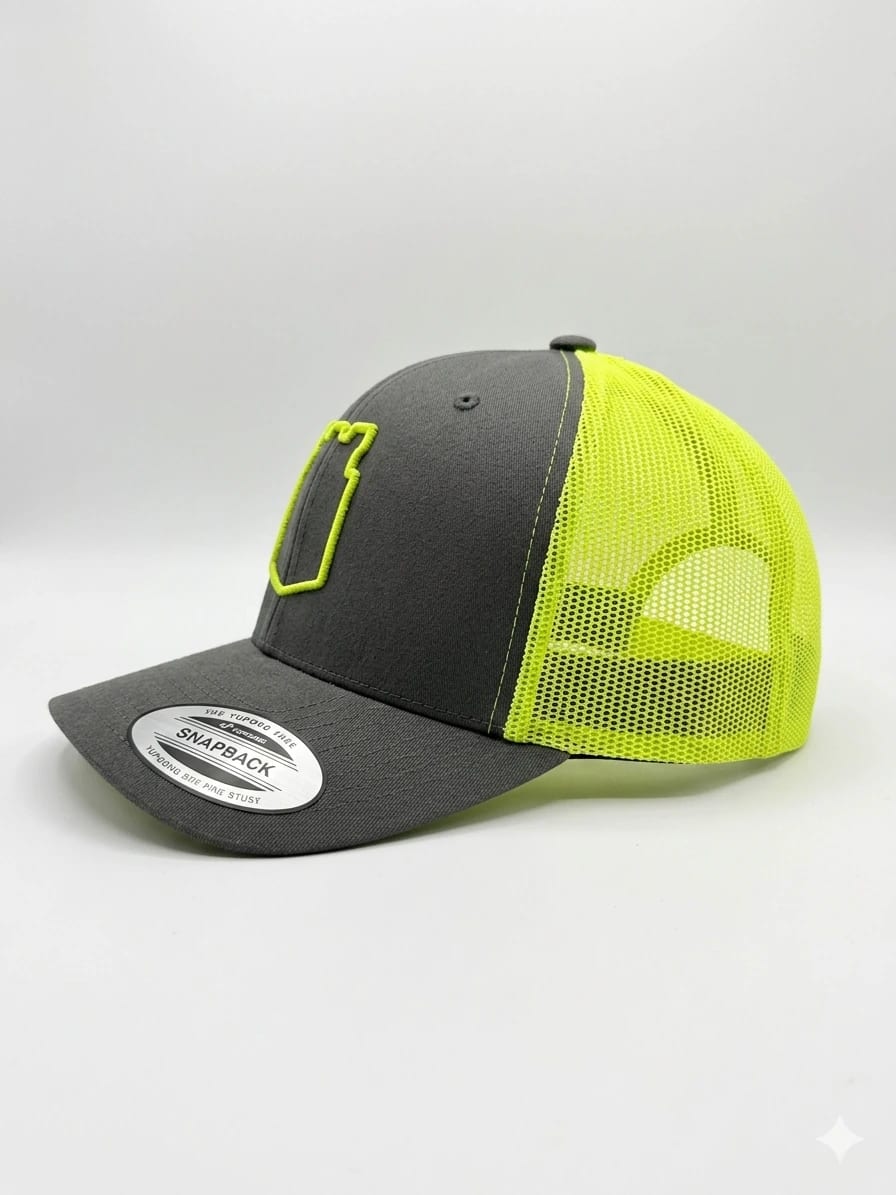 GORRA GRIS MALLA VERDE LIMON - imagen 2