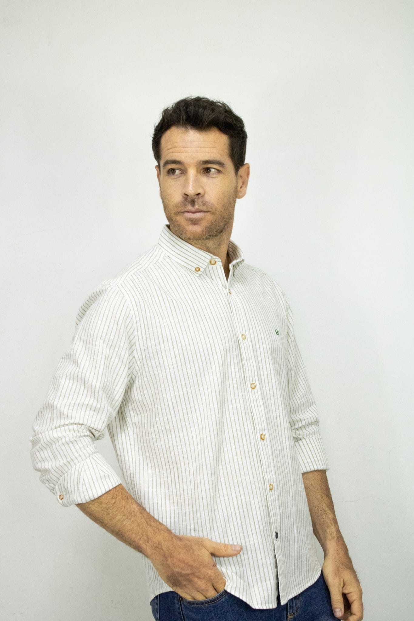 CAMISA MANGA LARGA RAYAS EN ALGODON PARA HOMBRE - imagen 2