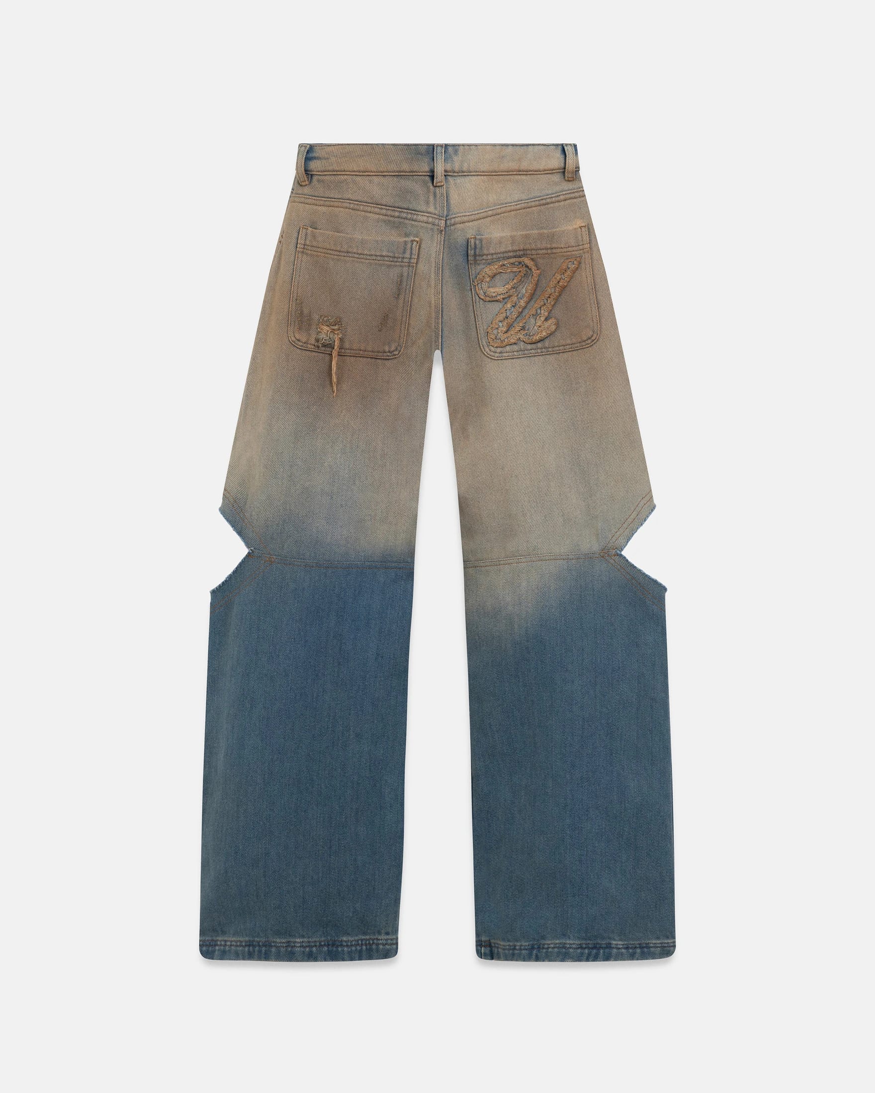 W Holy State Split Knee Wide Jeans Sand Blue - imagen 3
