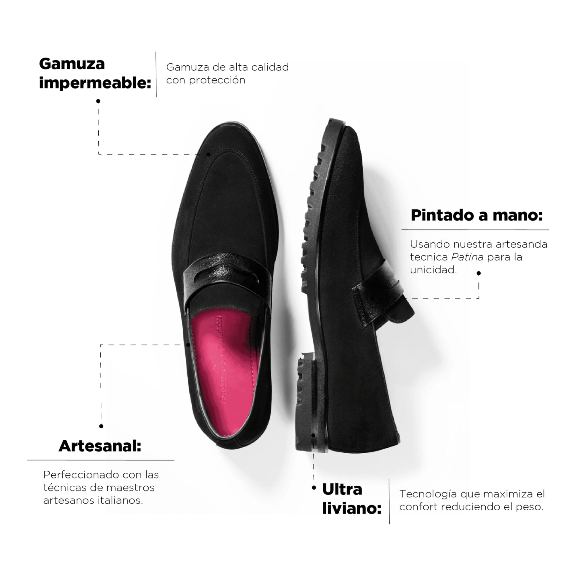 Mocasín Alessio Negro Suela Ultraliviana - imagen 3