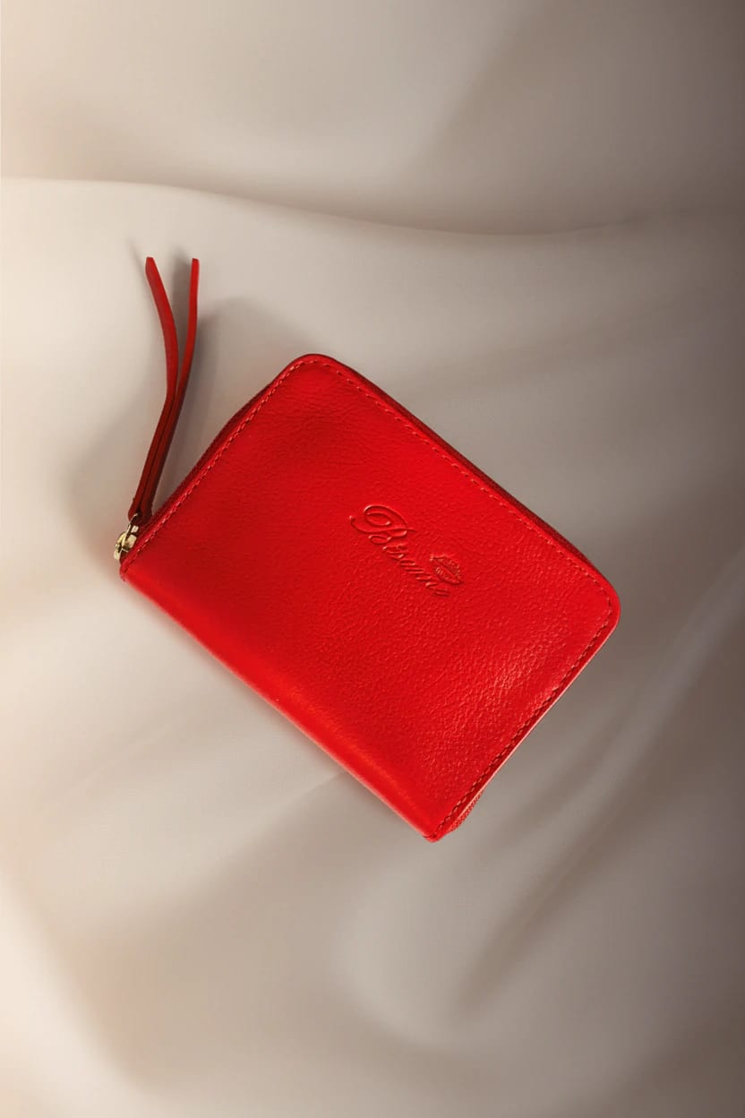 Miniwallet  en cuero rojo bésame - imagen 1