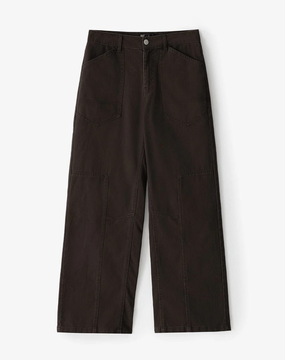 Pantalón wide leg tiro medio drill algodón chocolate mujer - imagen 8