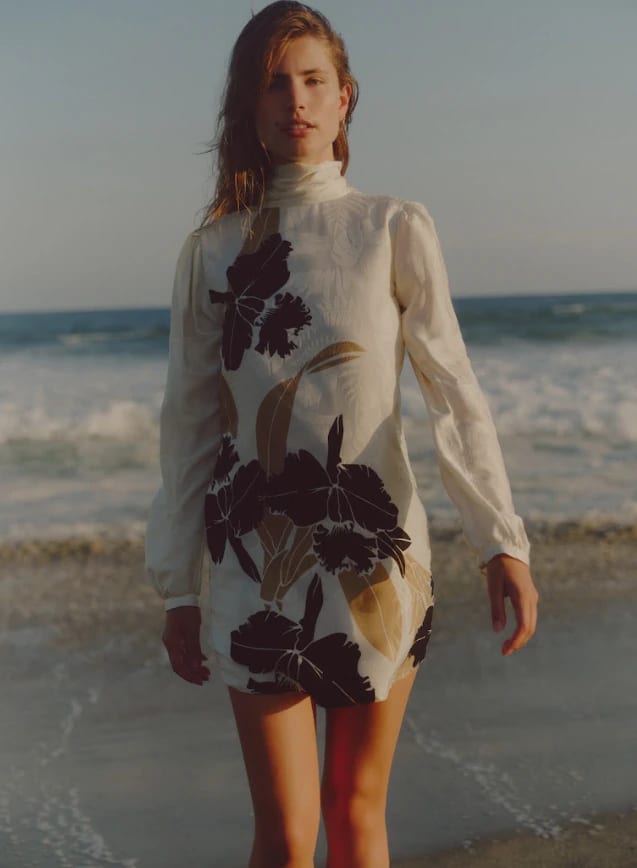 El Real Silk Jacquard Mini Dress / Black orchids - imagen 4