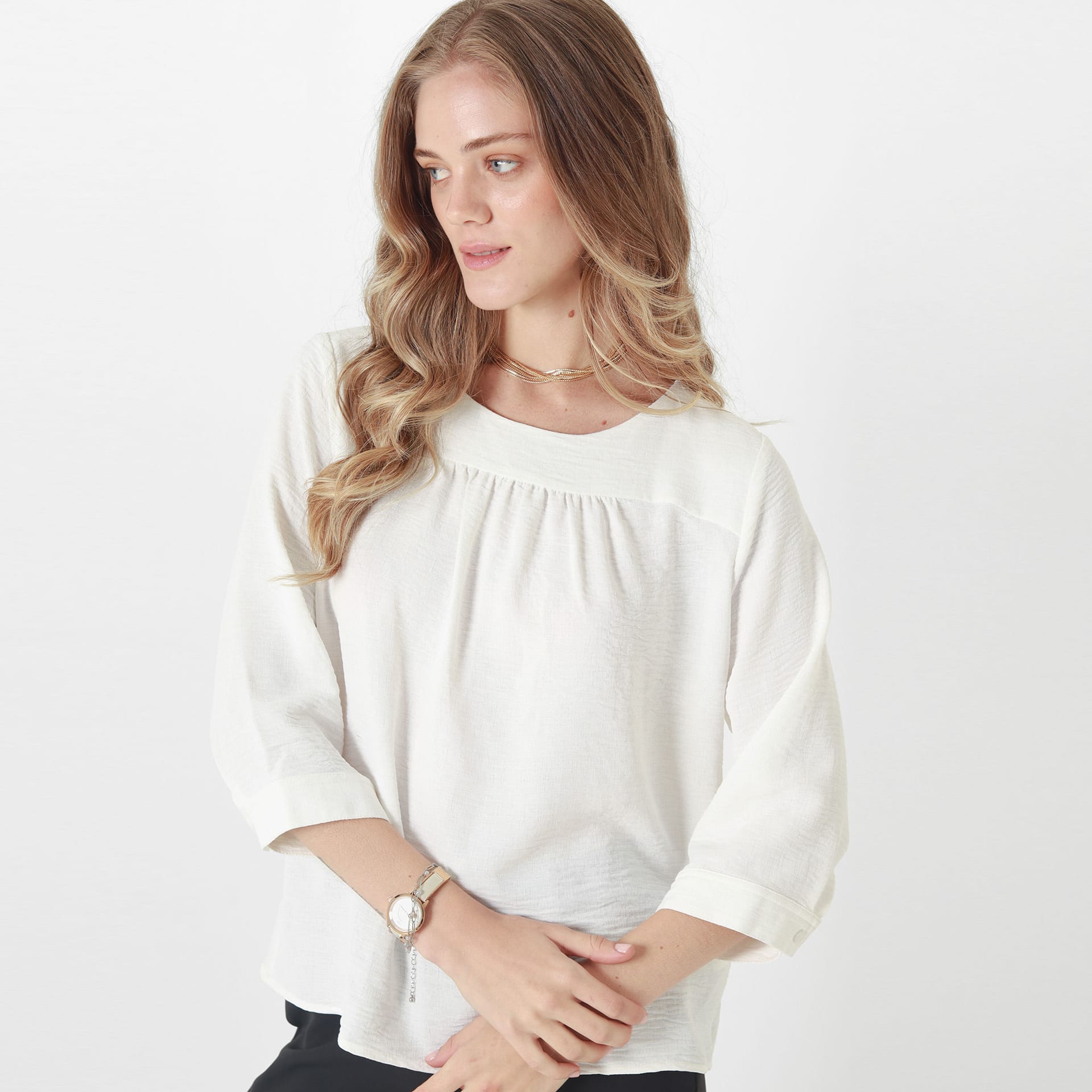 Blusa Cuello Redondo Manga 3Cuartos - imagen 1