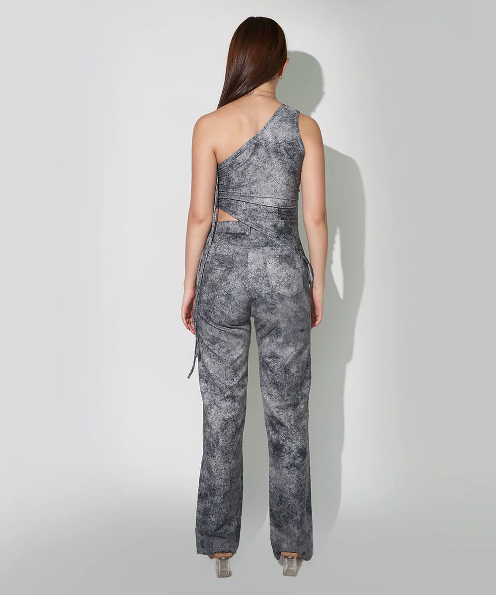 One Shoulder Top in Gray Denim - imagen 2