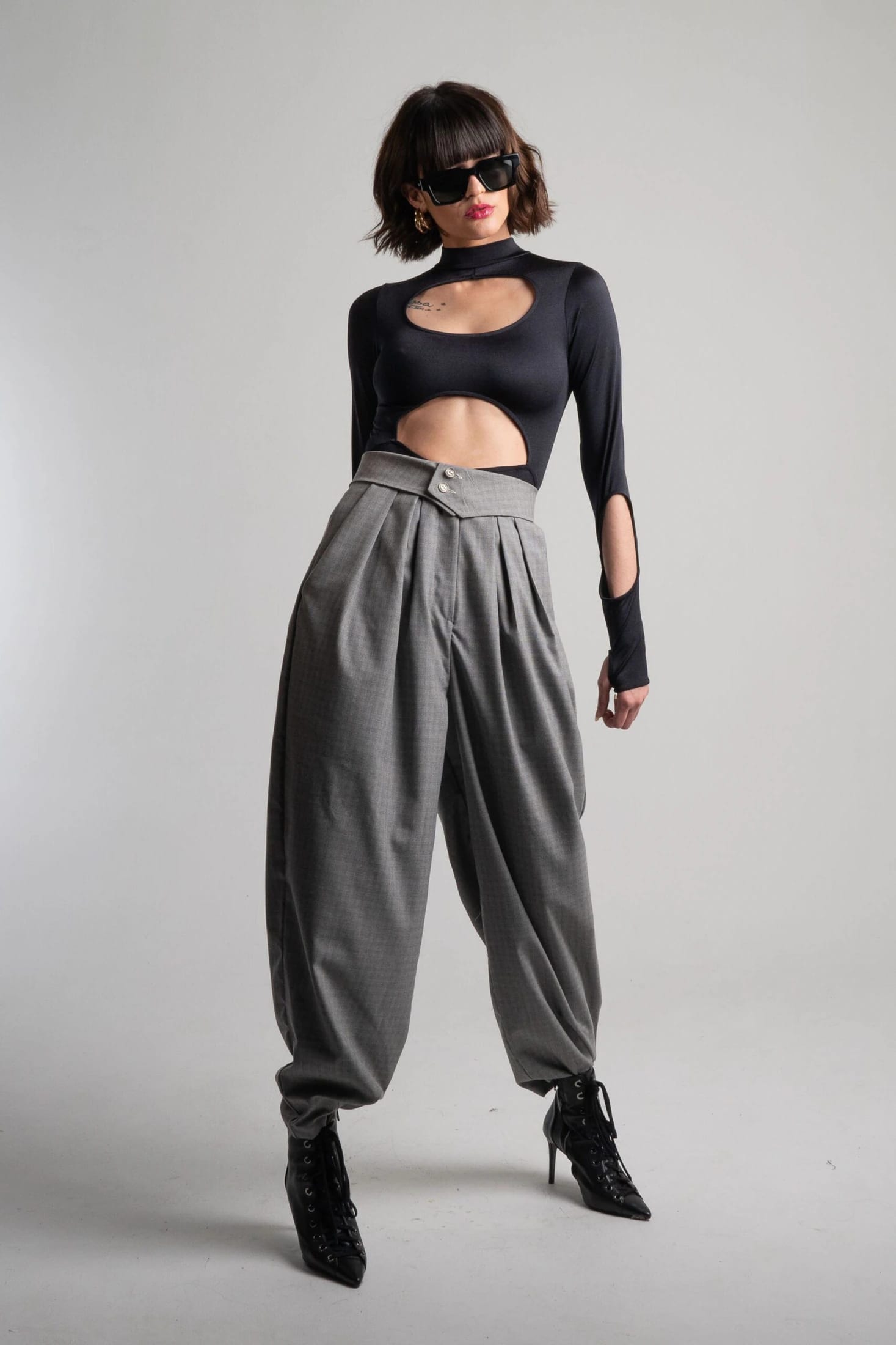 Pantalón Oriental Cuadro Gris - imagen 1
