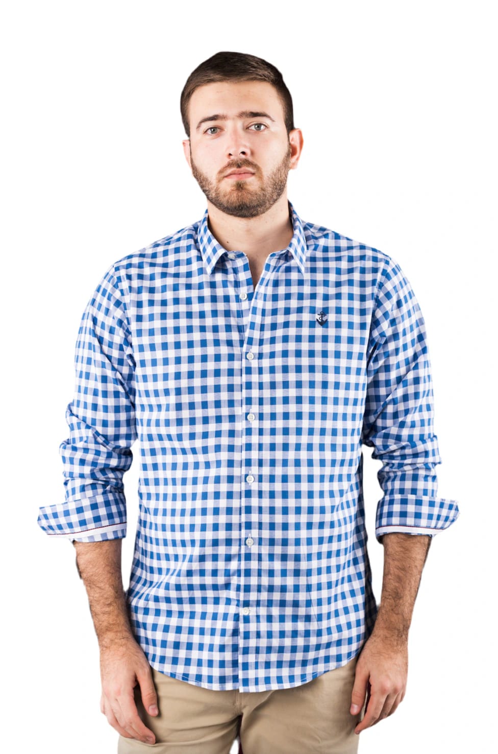 Camisa azul rey cuadros blancos a navy - imagen 1