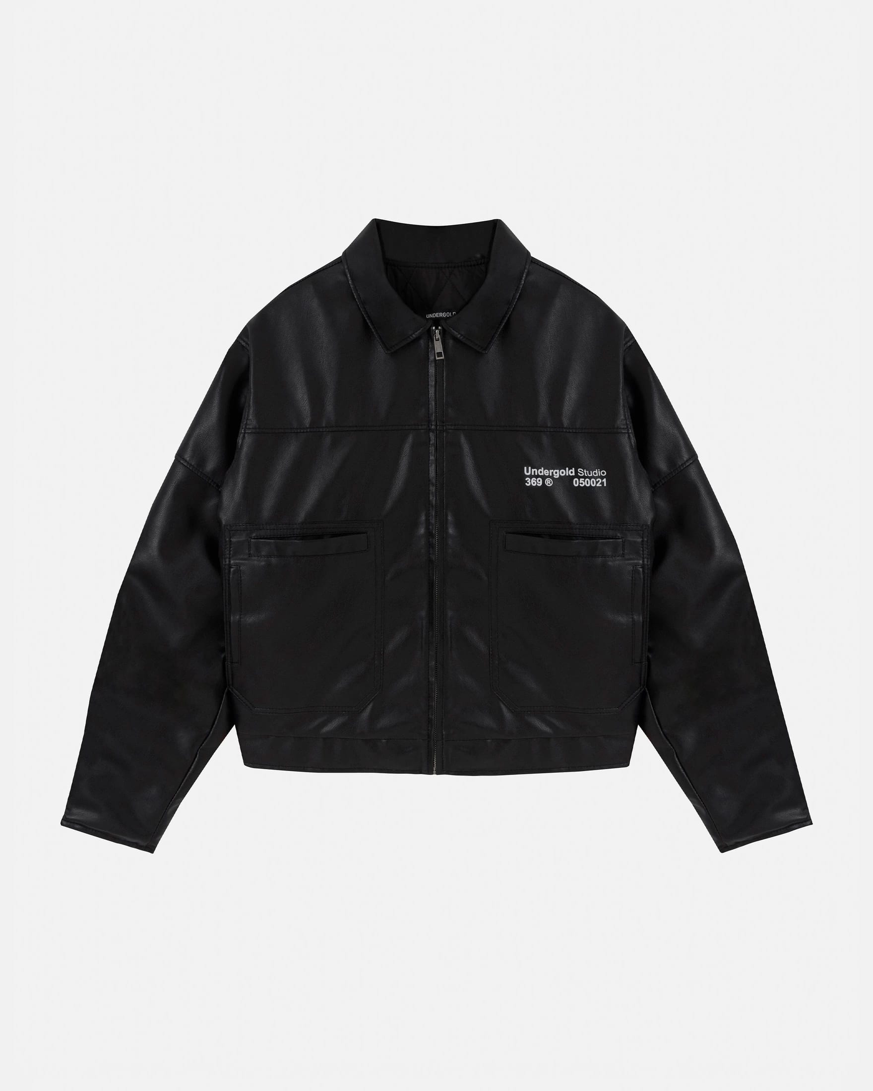 Basics Undergold Studio Leather Boxy Fit Jacket Black - imagen 1