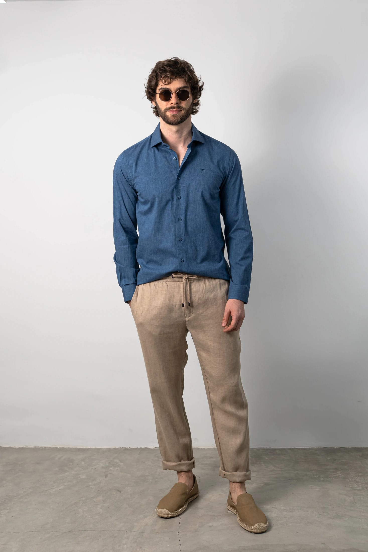 Camisa Manga Larga Azul - imagen 1