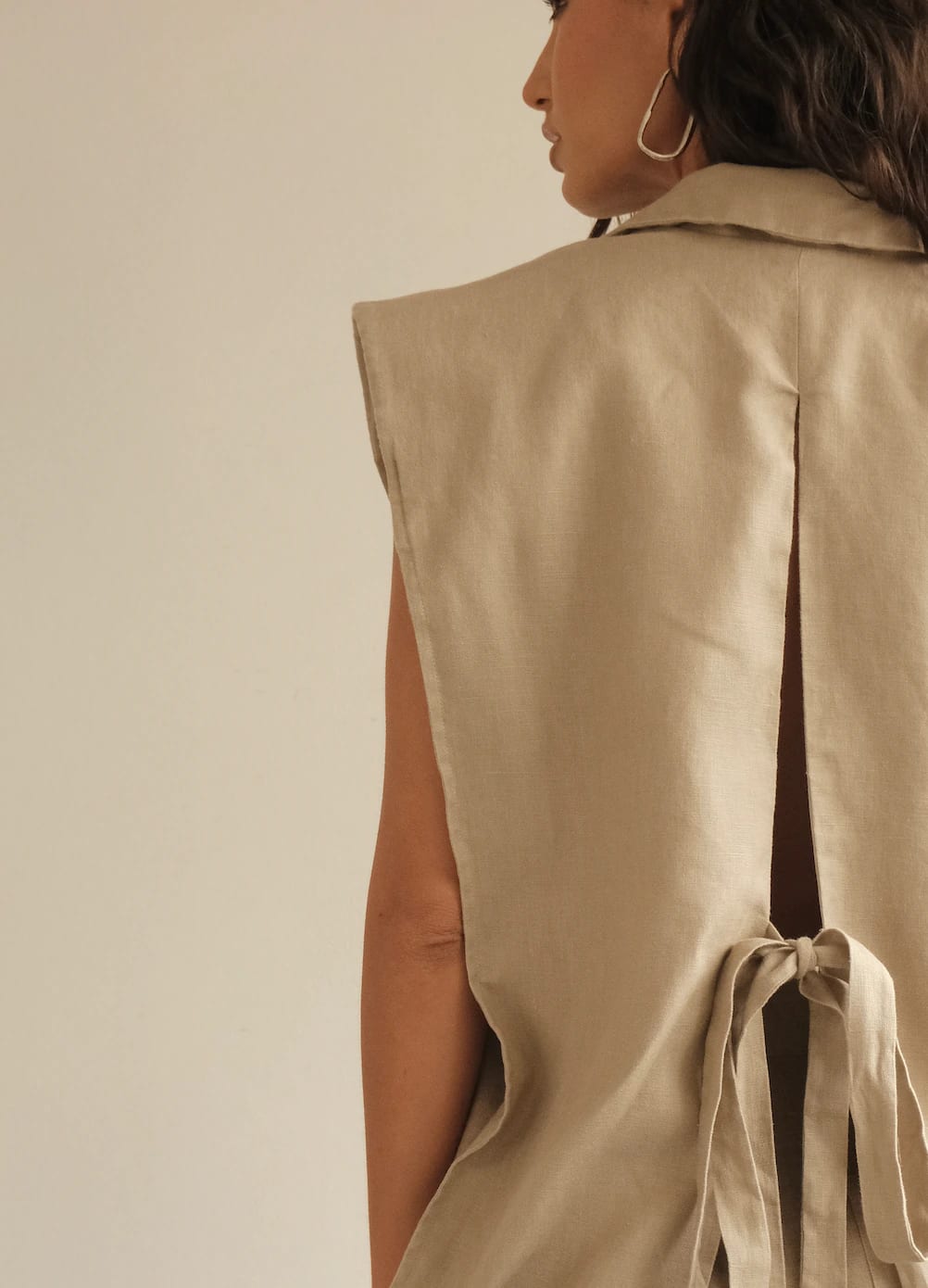 Blazer Vest Sera de lino | Mocca - imagen 2