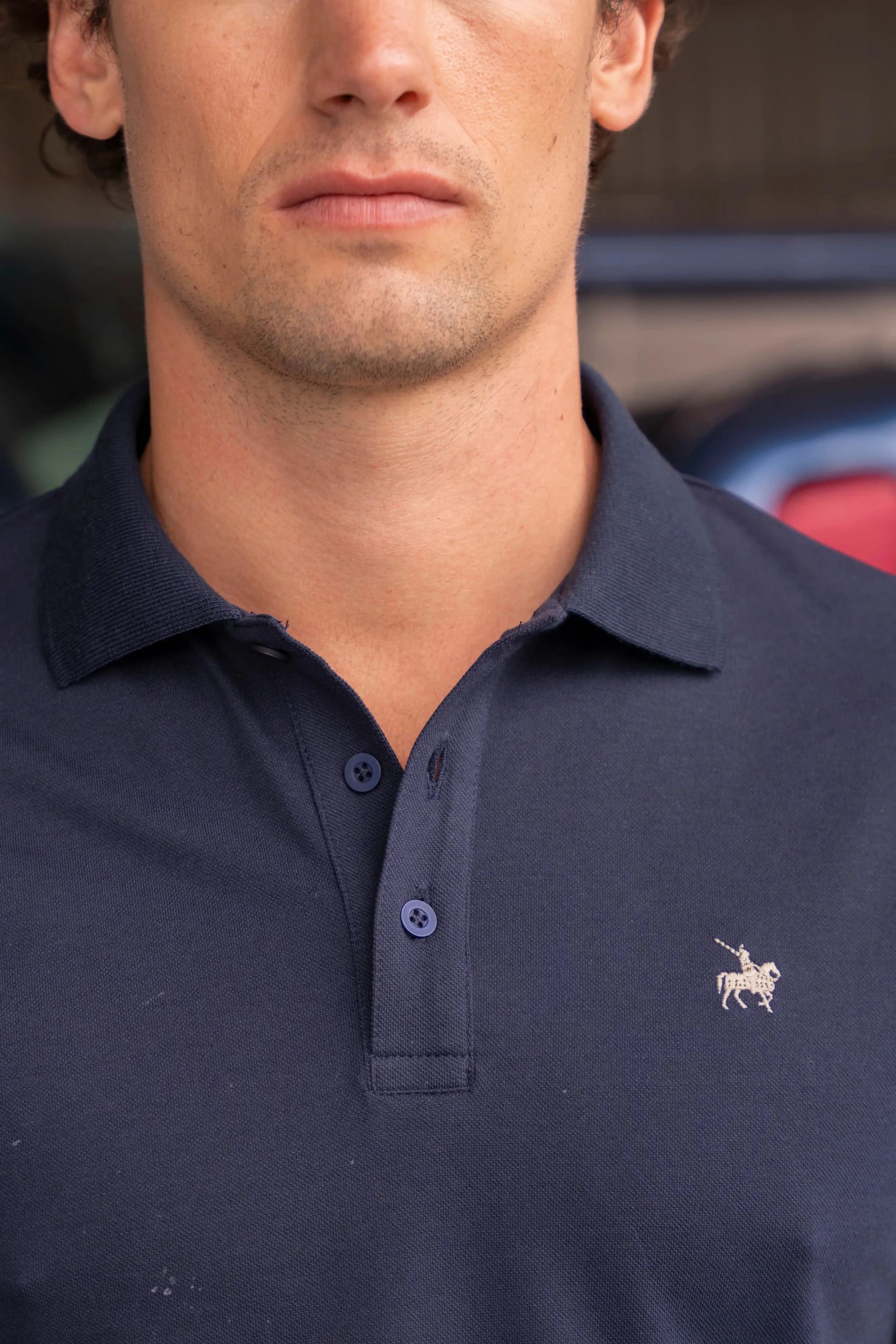 Camiseta Polo Basic Hombre Azul Oscuro - imagen 3