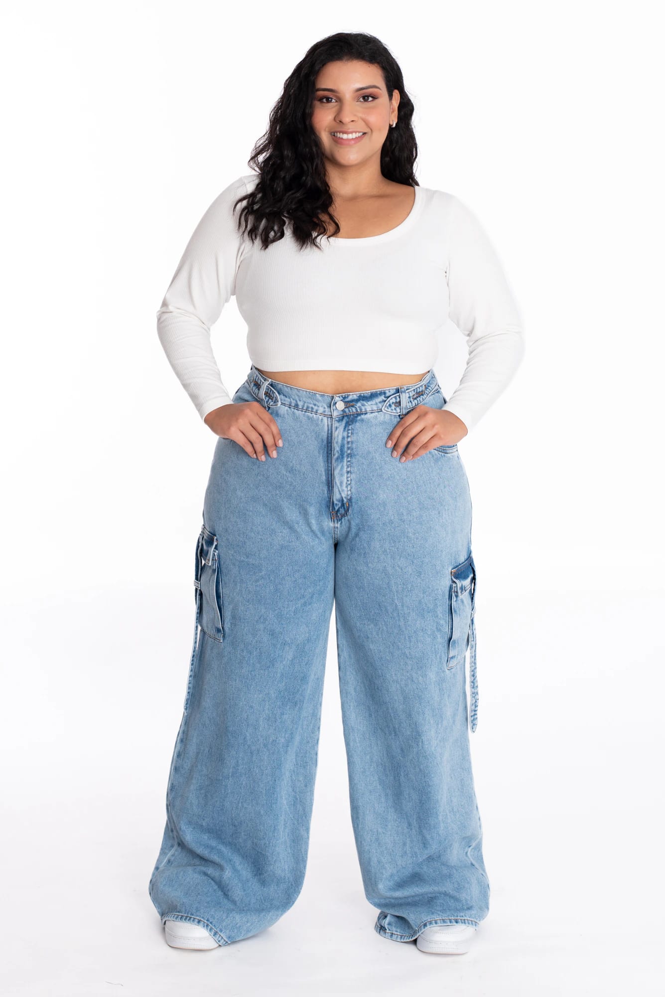Jean Cargo Ajustable Azul Medio 370 - imagen 1