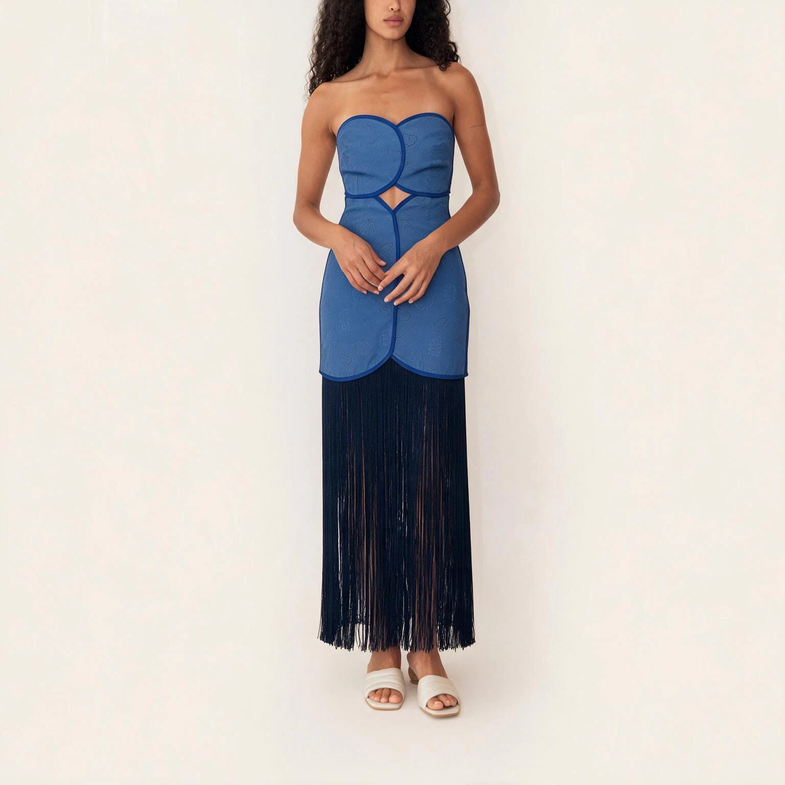 JOAQUINA DRESS DEEP SEA BLUE SEASHELLS - imagen 3