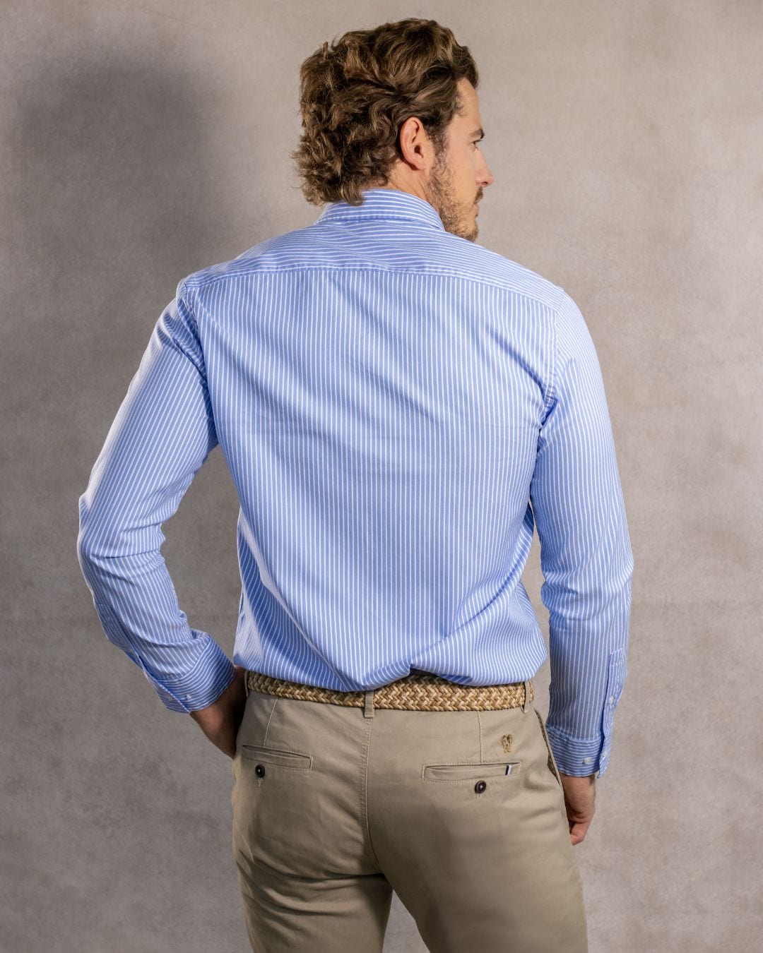 Camisa Antimanchas Oxford Rayas Azul Princeton - imagen 4