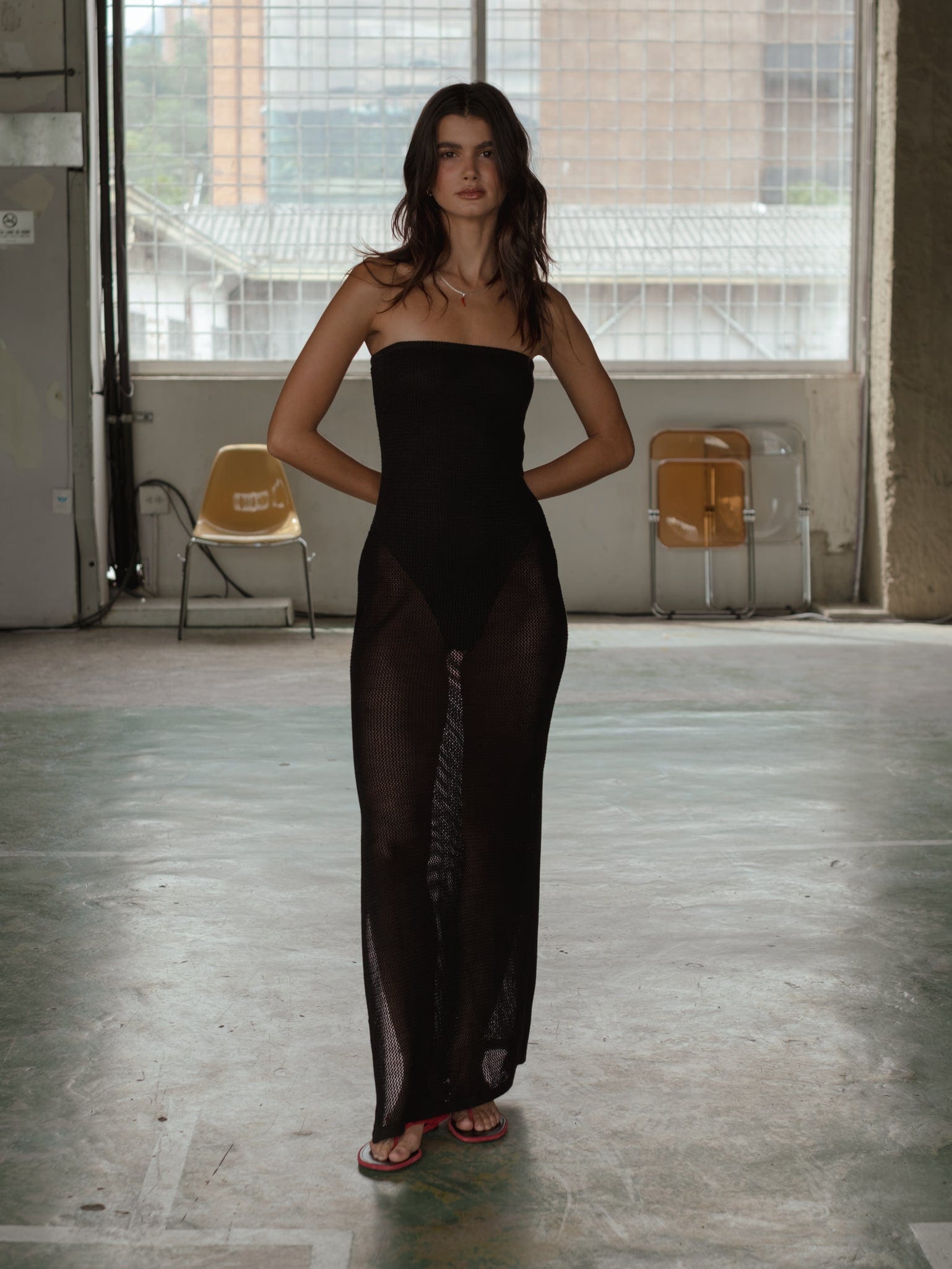 STRAPLESS BODYSUIT KNIT DRESS - BLACK - imagen 1