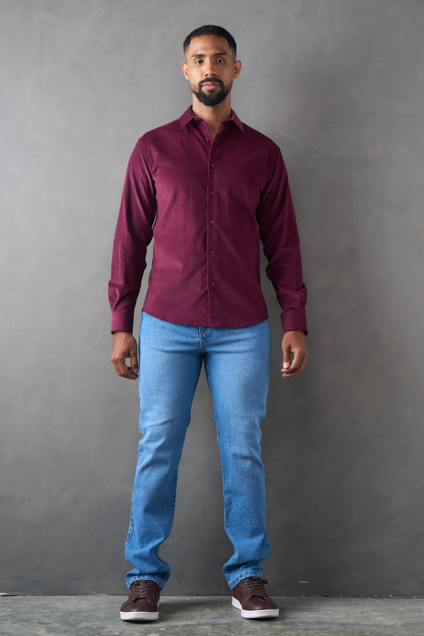 Camisa manga larga corduroy vinotinto - imagen 4