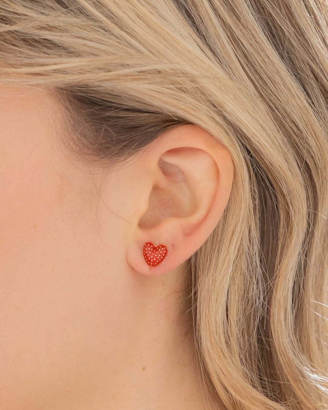 Aretes Corazón Rojo Puntos - imagen 1