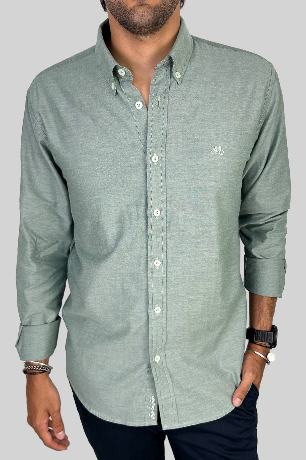 CAMISA OXFORD DOTTED GREEN - imagen 5