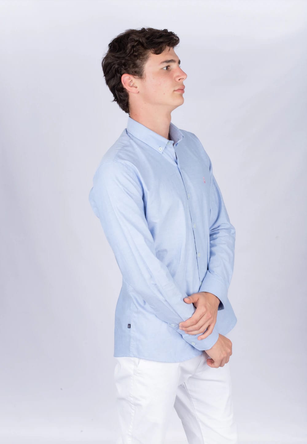Camisa Oxford Azul Cielo A Rosada - imagen 3