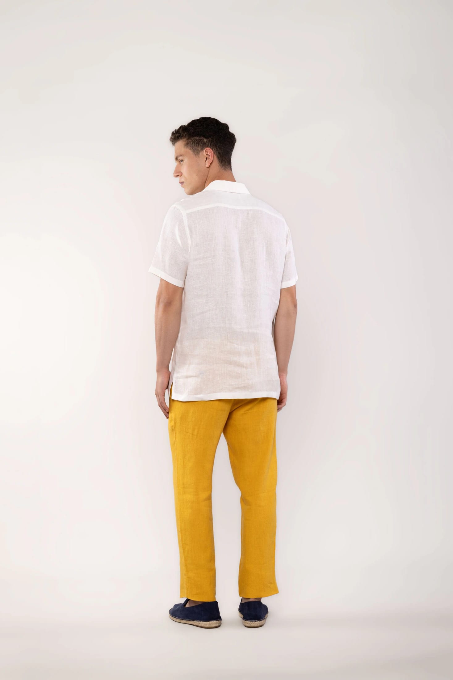 Men's linen shirt yellow mirzo - imagen 5