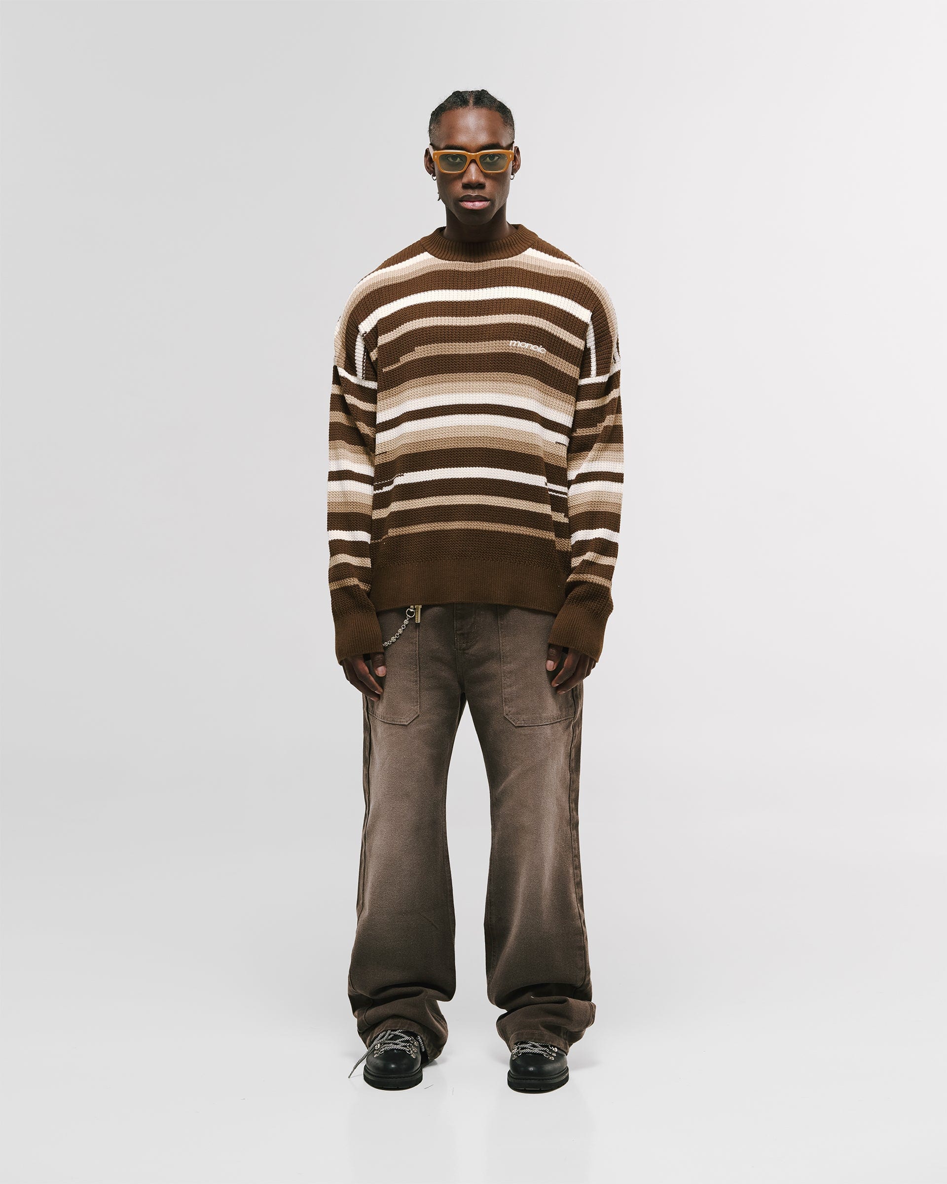 Striped Knitwear Sweater – Café, Crema y Beige - imagen 5