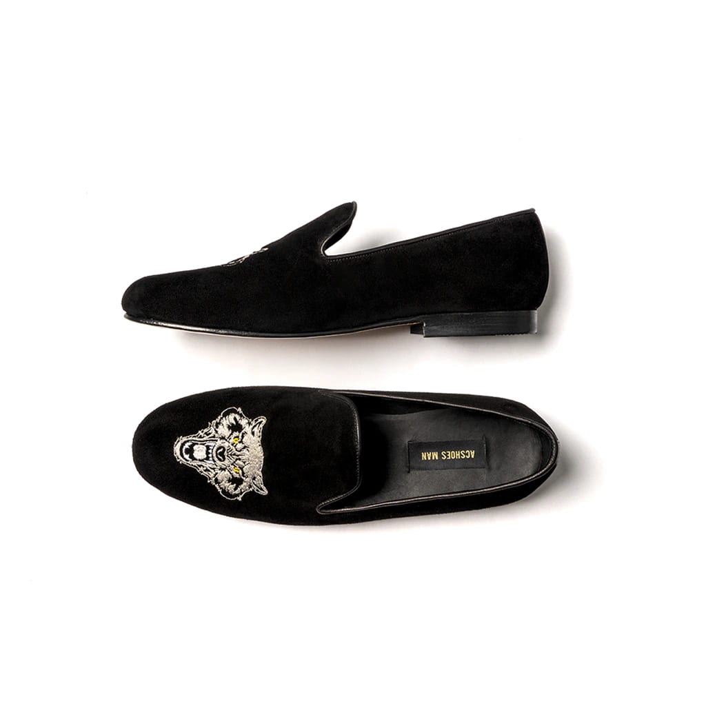 Slippers gamuza negra bordado oso plata - imagen 2