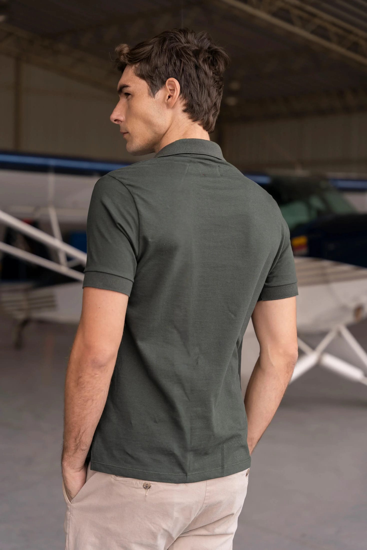 Camiseta Polo Basic Hombre Verde Militar - imagen 5